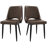 Scandinavian Faux Leather Dining Chair with Cut-Out High Back & Padded Seat – Kitchen & Living Room Seating