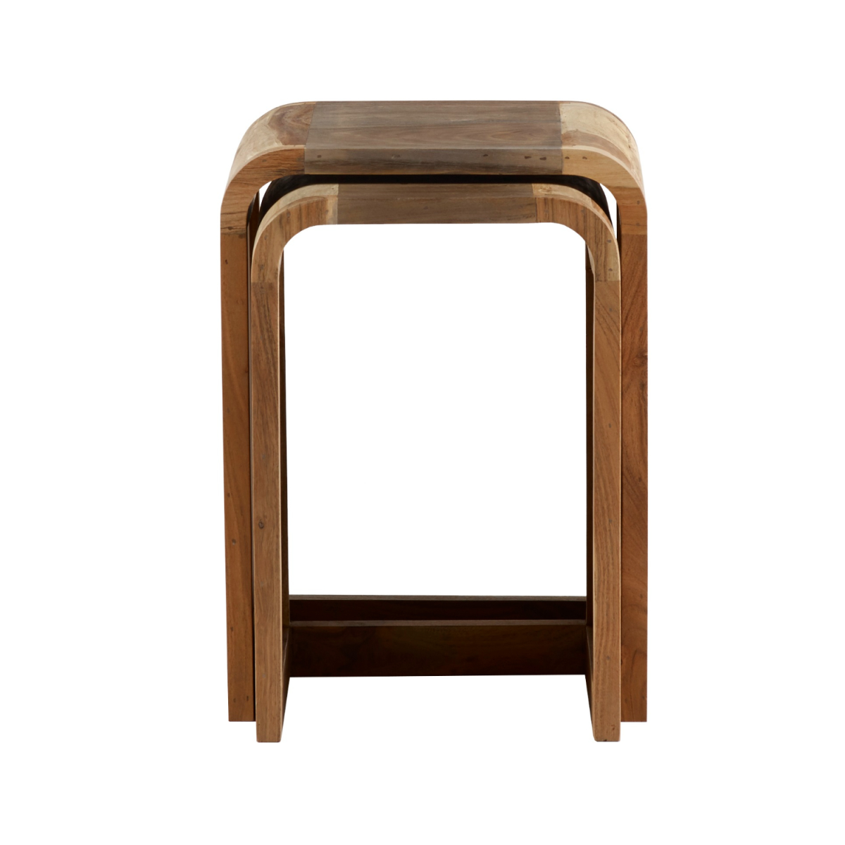 Aspen Hand-Crafted Wooden Nest of 2 Tables – Retro-Inspired Space-Saving Side Tables for Lamps & Drinks