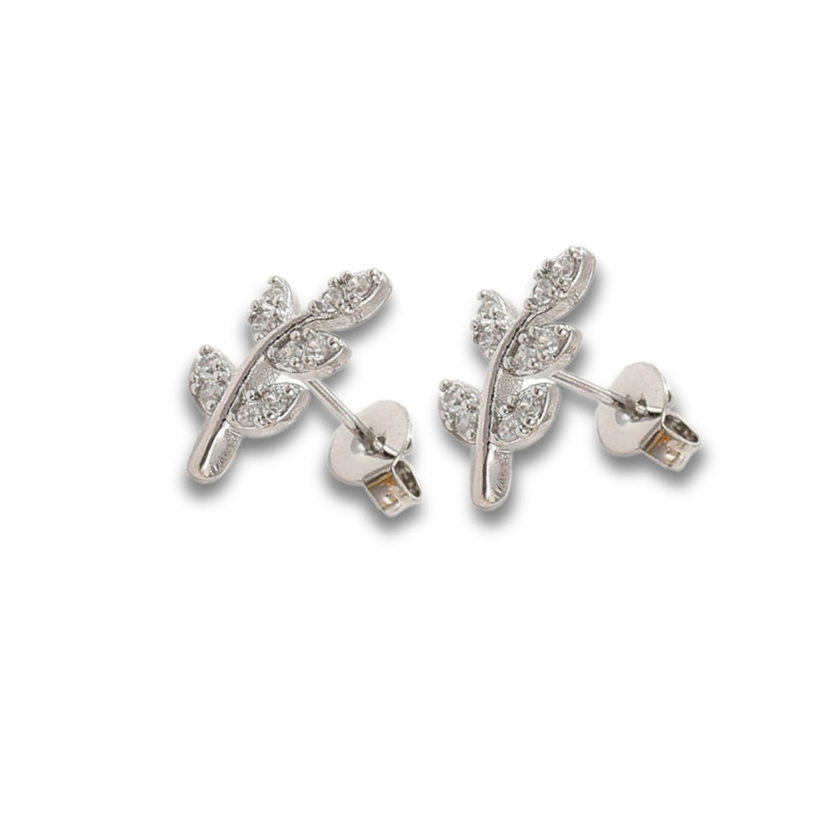 Aye Do Gifts Cubic Zirconia Silver Leaf Stud Earrings – Sterling Silver Plated Jewellery Gift for Her