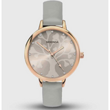 Sekonda Ladies Classic Tree of Life Watch – Rose Gold Plated Case, Grey Leather-Look Strap