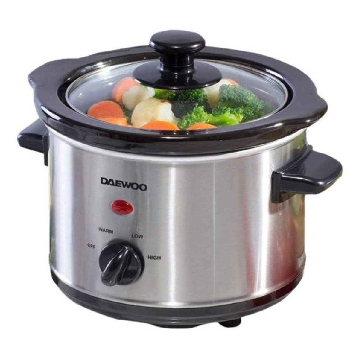 Daewoo 1.5L Stainless Steel Slow Cooker with Glass Lid, Keep Warm & 3 Heat Settings