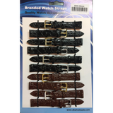 Leather Croc Grain Watch Straps, 14mm, Brown and Black – Pack of 10
