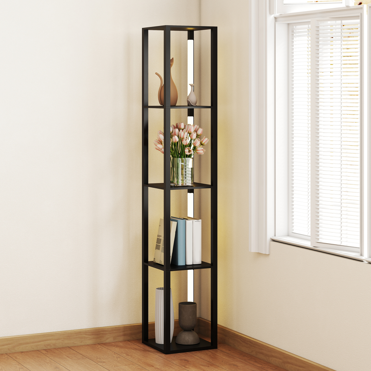 HOMCOM Standing Floor Lamp with Foot Switch – Black