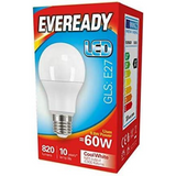 Eveready LED GLS Bulbs, E27 Screw Cap, 9.6W (60W Equivalent), Cool White – Pack of 5