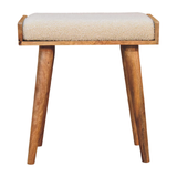 Artisan Furniture Tray-Style Footstool in Solid Mango Wood with Cotton Boucle Upholstery – Cream & Brown