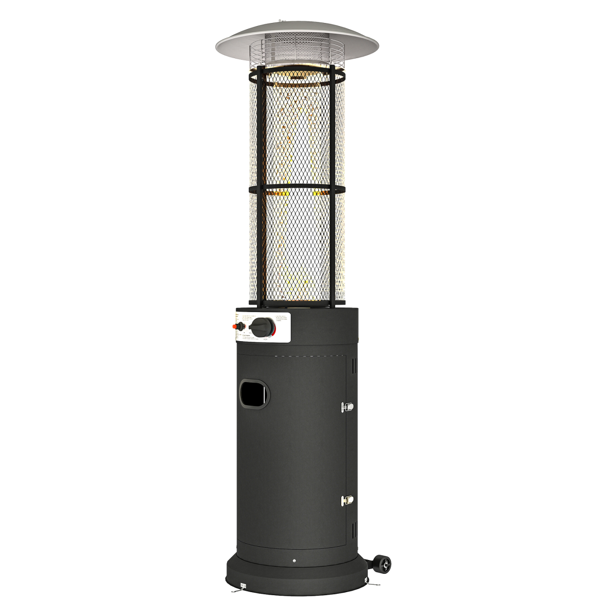 Outsunny 11 KW Gas Patio Heater with Tip-Over Switch, Wheels & Tank Room – Outdoor Propane Heater, Black