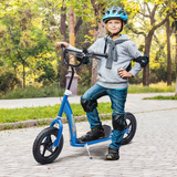 Kids Scooter with Adjustable Handlebars, Rear Brake and Non-Slip Footplate – Steel Frame Ride-On, Blue