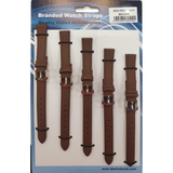 DK Brown Leather Watch Straps, 12mm – Pack of 5 Replacement Straps (1015BR)