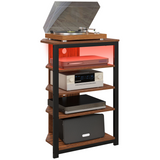 HOMCOM Corner TV Stand with RGB LED Lights and 4-Tier Open Shelves – Compact TV Unit for TVs up to 29 Inches