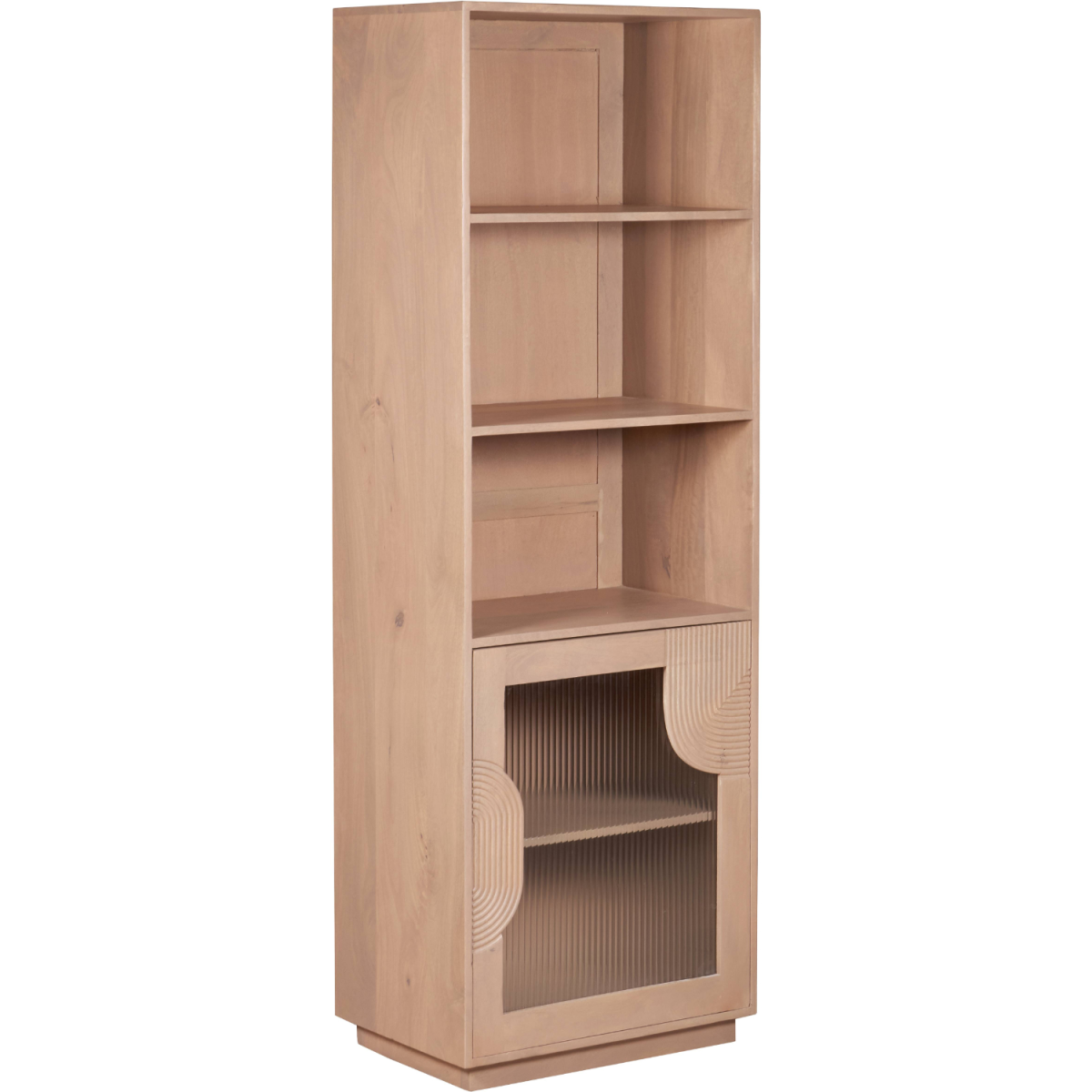 Indus Solid Wood Bookcase with Multiple Shelves – Natural Grain Storage & Display for Living Room or Study