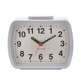 Widdop Quartz Bell Alarm Clock 5184W – Small Oblong Case, White and Green Dial