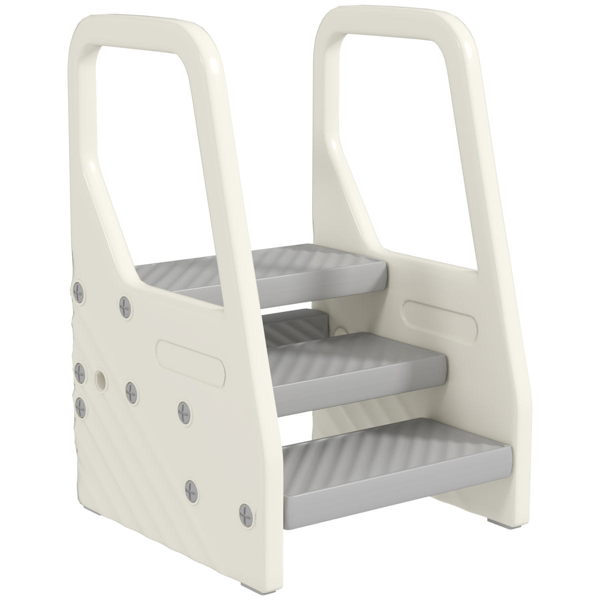 AIYAPLAY Toddler Tower, Adjustable 3-Step Kitchen Stool Helper with Non-Slip Surface – Ages 2-5, Grey