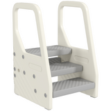 AIYAPLAY Toddler Tower, Adjustable 3-Step Kitchen Stool Helper with Non-Slip Surface – Ages 2-5, Grey