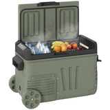 Outsunny 33L Camping Fridge Freezer with Dual Zones, DC & AC Power and LED Panel – Car Fridge, Green