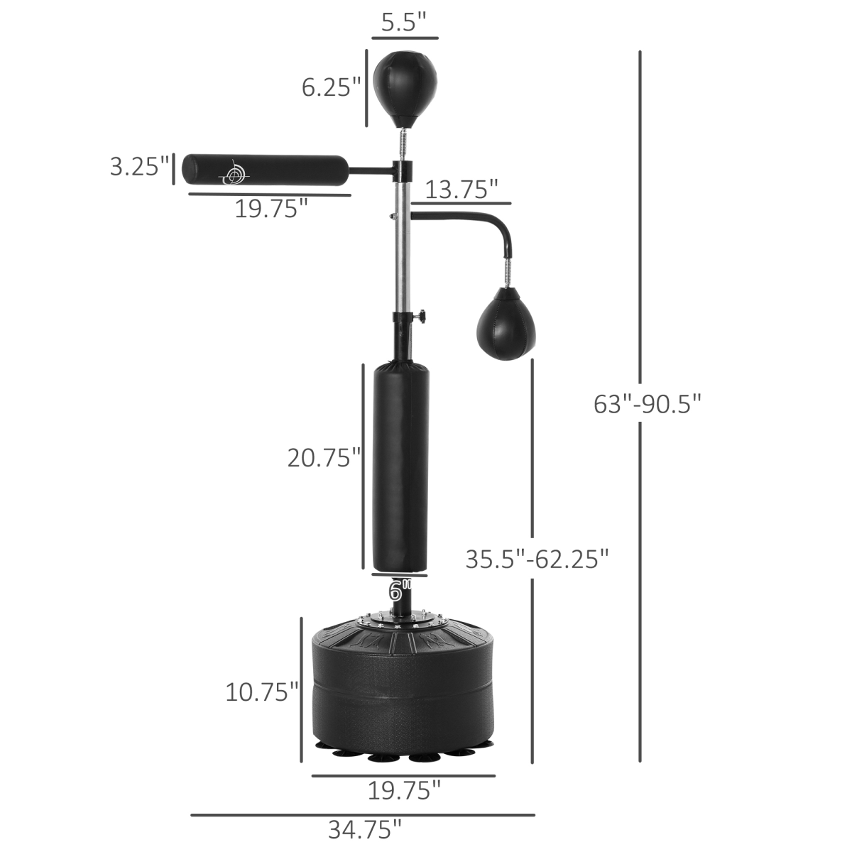 4-in-1 Freestanding Boxing Punch Bag with Speedballs & 360° Reflex Bar – Height Adjustable Stand, Black
