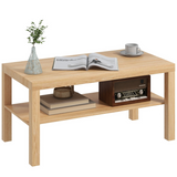 HOMCOM Rectangular Coffee Table with Open Storage Shelf – Wood-Effect Living Room Centre Table, Natural
