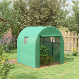 Walk-in Greenhouse with UV-Resistant PE Cover, Roll-Up Door & Mesh Windows – Garden Grow House, Green