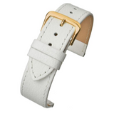 Buffalo Grain Leather Watch Strap with Stitched Edge, 26mm – White