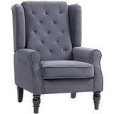 HOMCOM Retro Tufted Club Armchair with Piped Arms – Accent Chair for Living Rooms, Charcoal Grey