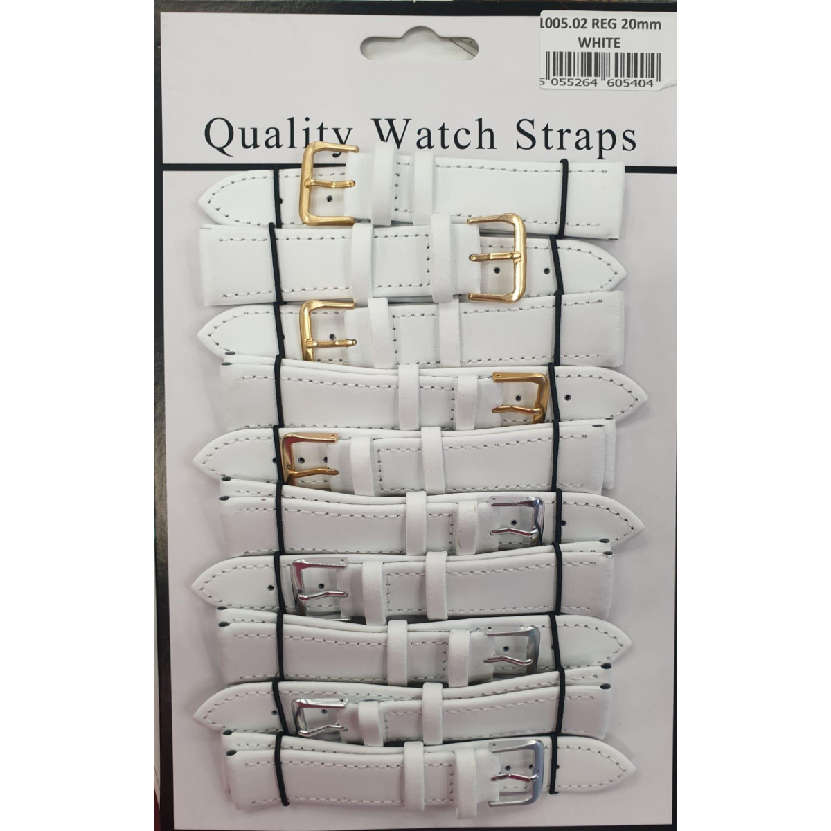 White Leather Watch Straps, 20mm – Pack of 10
