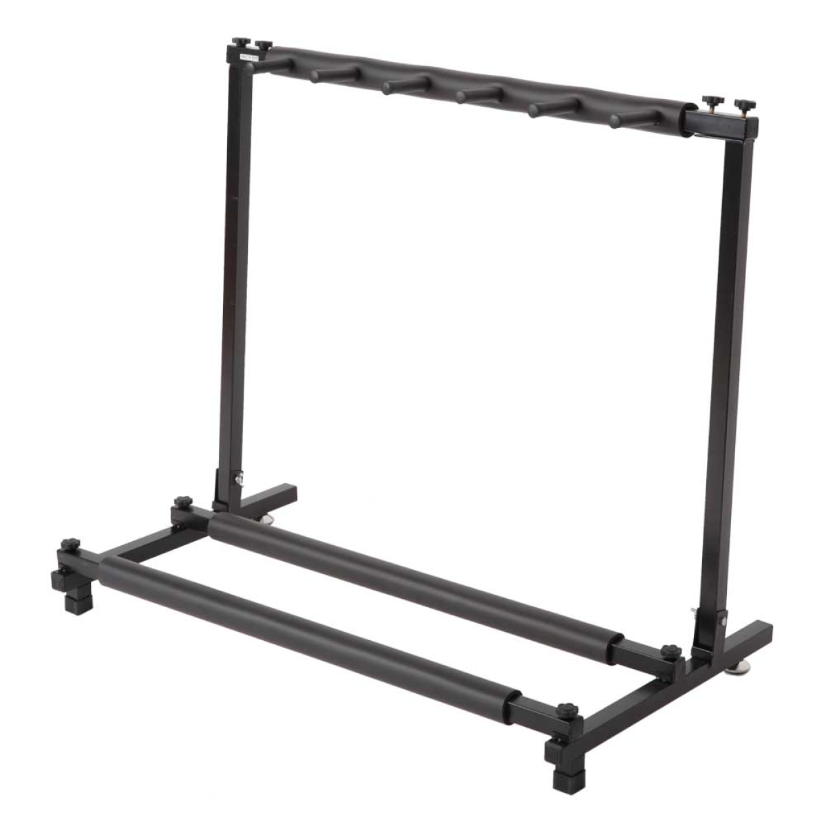 Triple Folding Guitar Rack Stand for 5 Guitars – Neoprene-Protected Tubular Holder, Black