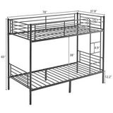 Heavy Duty Metal Single Bunk Bed with Ladder & Guard Rail – Space-Saving Frame, Black