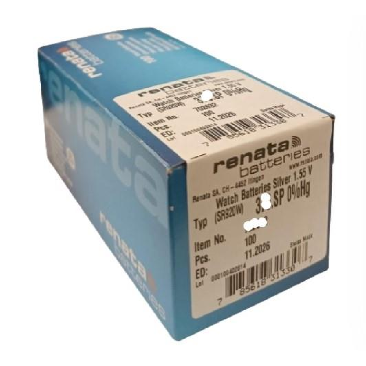 RENATA SP 390 Watch Batteries, Boxed Pack of 100 – Higher Silver Content for Longer Life