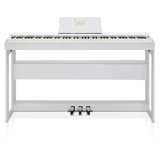 Glarry GDP-104 88 Key Weighted Digital Piano with Stand & Triple Pedals – Headphones Included, White