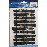 Leather Watch Straps, Pack of 10 – 12mm Width, Black Replacement Bands (1005.05)
