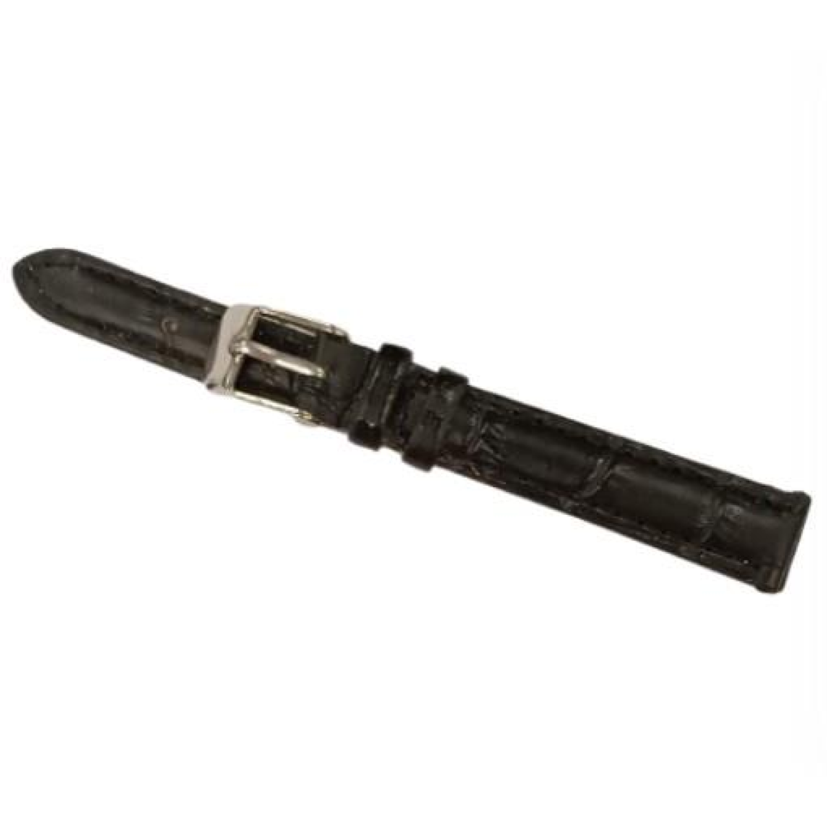 DK Classic Black Padded Crocodile Leather Watch Strap, 12mm Size – Smart Everyday Watch Band, Black