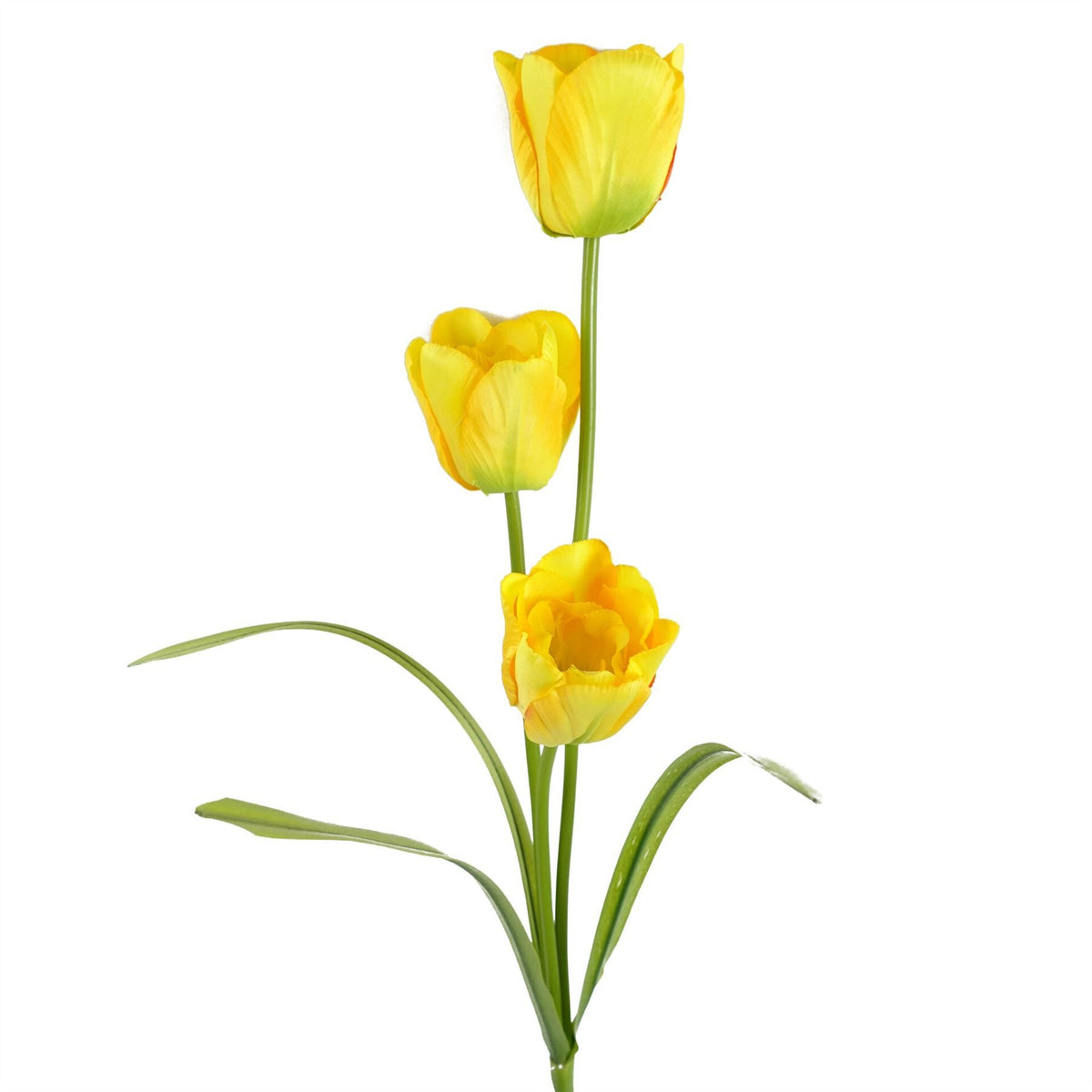 Artificial Yellow Tulip Stems, Pack of 6 – 80cm Fully Wired Silk Flowers, Three Blooms Each