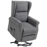 HOMCOM Power Lift Chair with Remote, 135° Reclining Backrest & Footrest – Fabric Recliner Armchair, Charcoal Grey