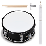12 x 5.5 Inch Marching Snare Drum Kit with Drumsticks, Strap and Drum Key – Black Metal Drum for Kids