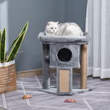 Cat Tree with Cat House, Wide Perch and Jute Scratching Pad – Multi-Level Cat Tower for Cats Under 4.5kg, Grey