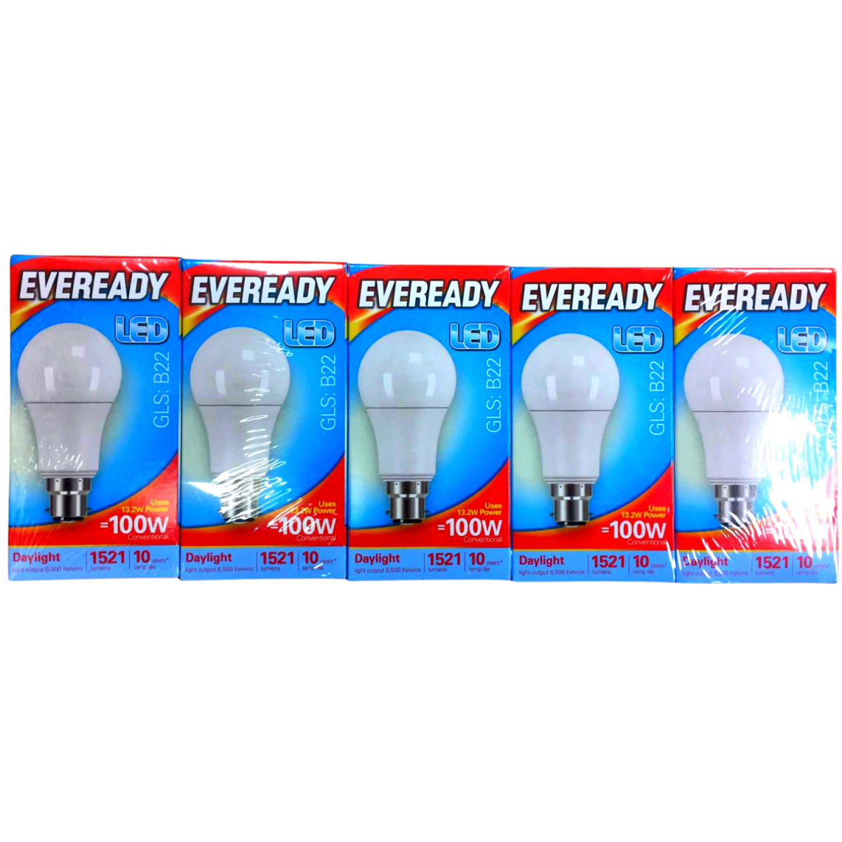Eveready GLS B22 LED Bulbs, 100W Equivalent 1521 Lumen – Pack of 5 Bayonet Cap Light Bulbs