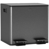 HOMCOM 2 x 15L Dual Compartment Pedal Bin for Recycling & Waste – Stainless Steel Kitchen Bin, Black