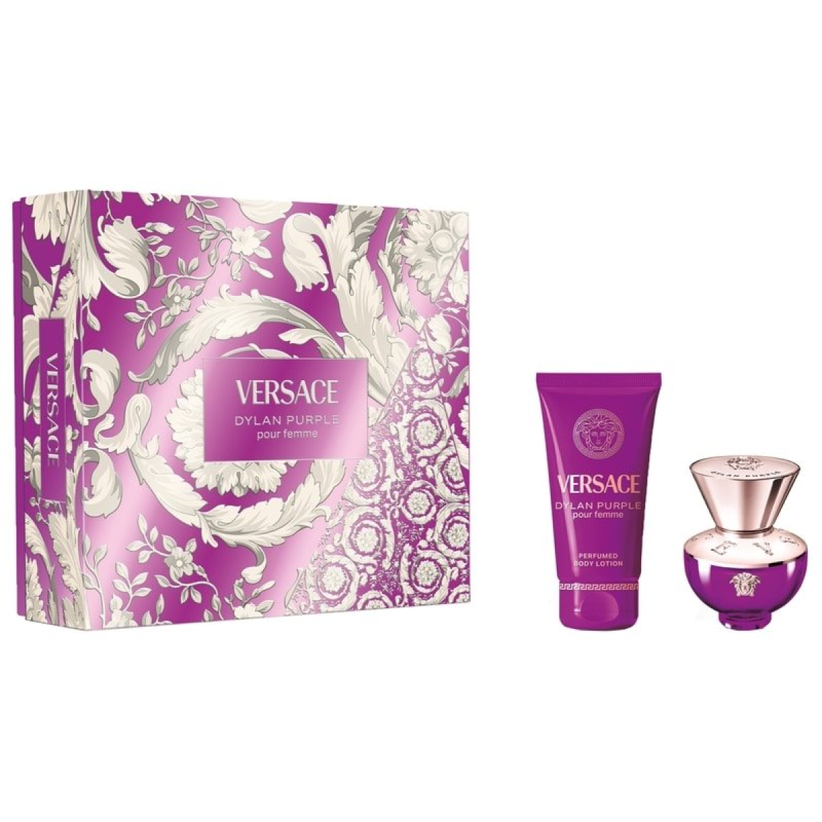 Versace Dylan Purple Gift Set with 30ml Eau De Parfum & 50ml Body Lotion – Fresh Floral Fragrance for Women