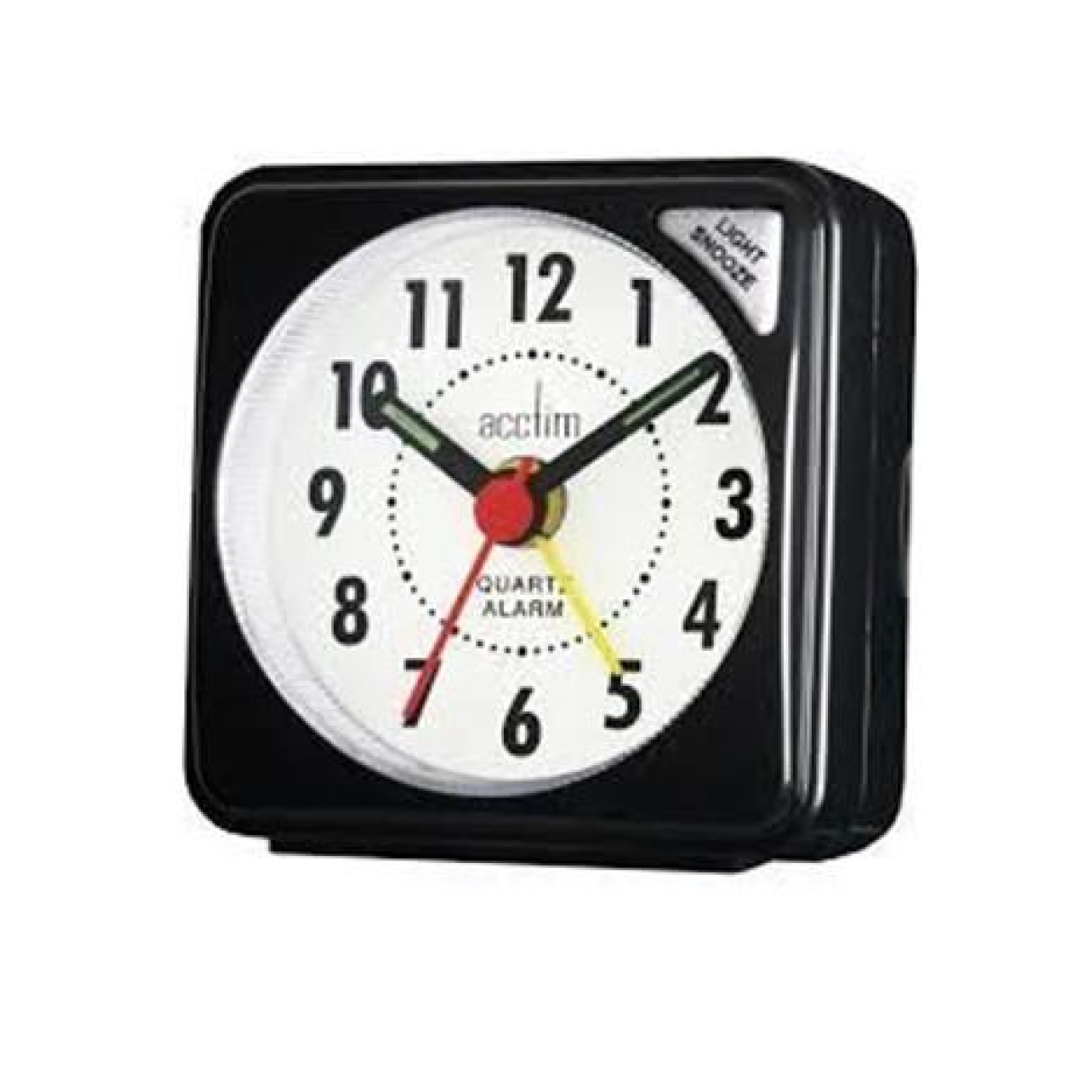 Acctim Ingot Quartz Travel Alarm Clock with Light & Snooze – Compact Battery Alarm Clock, Black