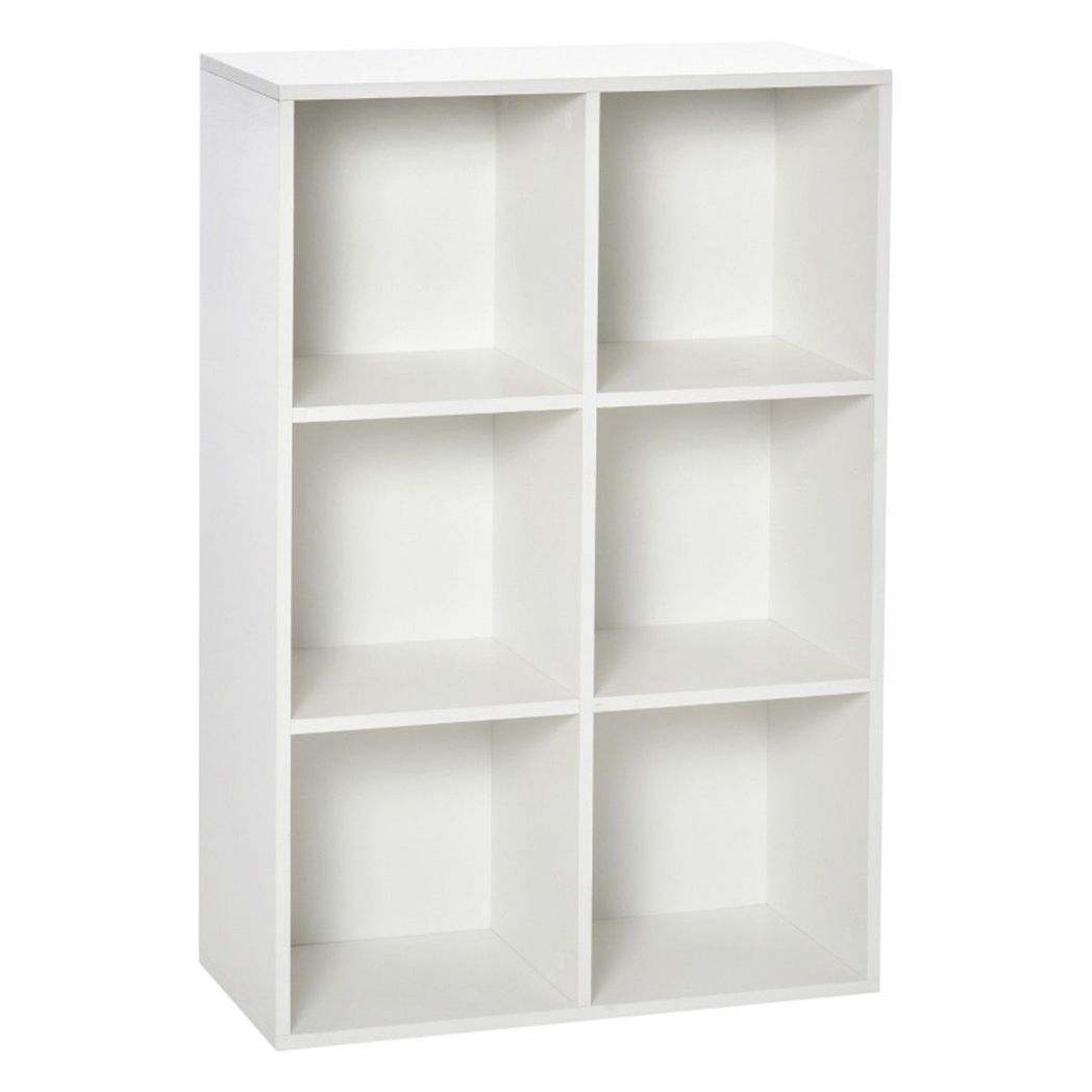 Six-Cube Bookcase Storage Cabinet with Anti-Tip Straps, 50kg Capacity – Open Display Shelving Unit, White
