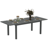 Outsunny Extending Garden Table with Slatted Top, 160/220 x 90 x 73 cm – Seats 6-8, Aluminium, Grey