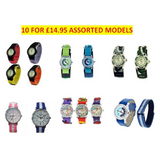 Relda Children's Analogue Watches, Pack of 10 Assorted – Silicone Velcro Strap, Quartz, Clearance