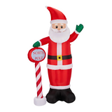 2.45m Inflatable Christmas Santa with North Pole Sign and LEDs – Outdoor Garden Decoration