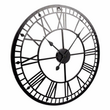 Double Edge Large Metal Wall Clock, 60cm – Vintage Open Back Skeleton Clock with Metal Numerals