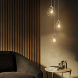 LEDSONE 3 Head Chrome Diamond Wire Cage Pendant Light with 20cm Round Base and E27 Holders – Ceiling Fitting