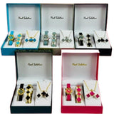 Paul Salatini Ladies Bling Watch & Jewellery Gift Set – Leather Strap Watch, Bracelet, Necklace & Earrings