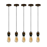 5 Pack Industrial Brushed Copper Pendant Light Holders with 95cm Cable – E27 Vintage Ceiling Fittings