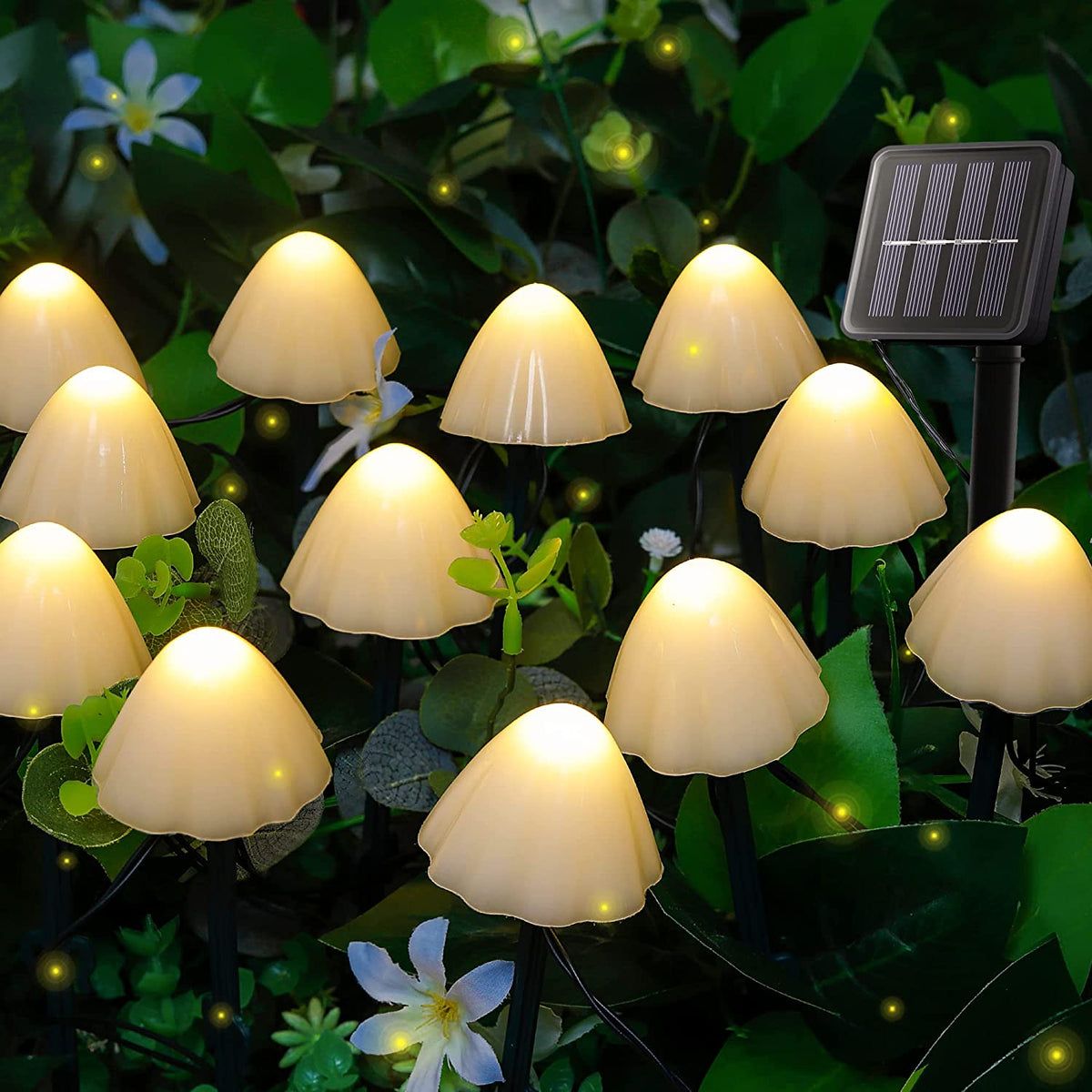 Avilo 10 Piece Solar Mushroom Lights – Decorative Garden Lights in 4 Colours, Continuous or Flashing