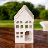 Ceramic House Tea Light Holder – Painted Village Pottery Candle Holder, Boxed Gift