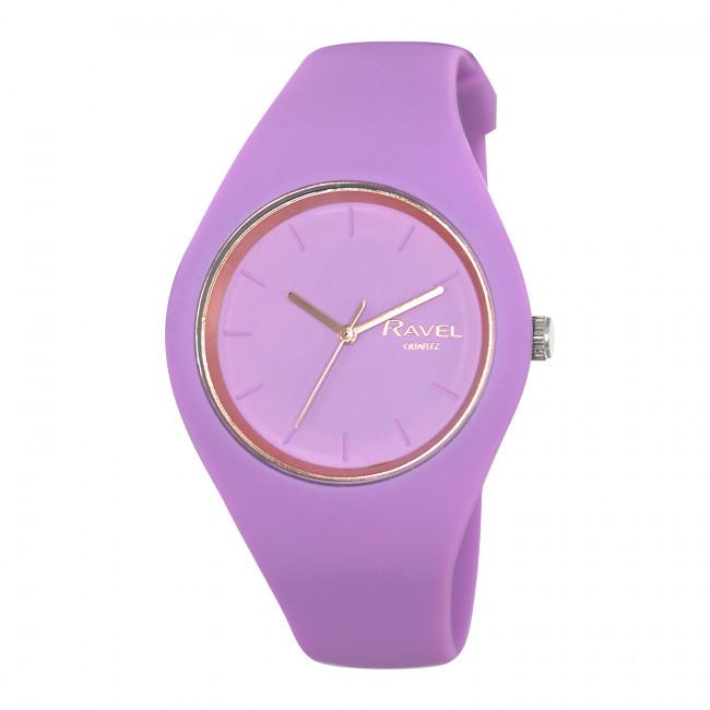 Ravel Unisex Large Comfort Fit Silicone Watch with Purple Strap – Model R1804.07