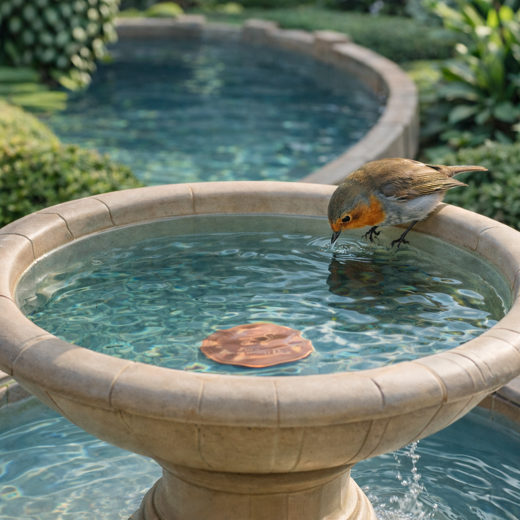 Avilo Copper Purifying Disc for Bird Baths – Chemical-Free Water Care, Helps Reduce Algae and Mosquito Larvae